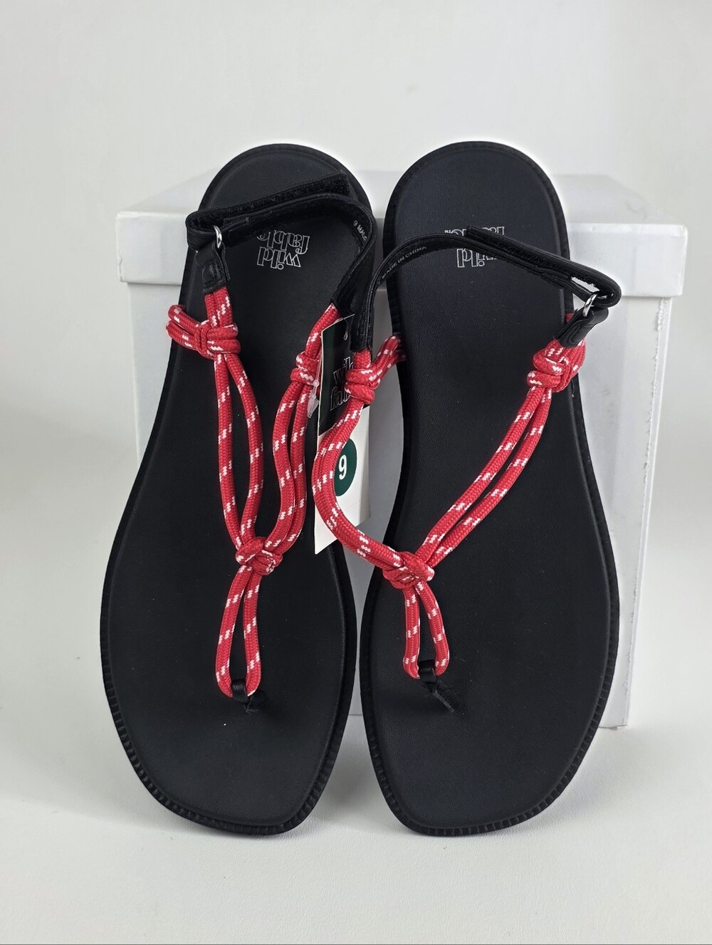 Wild fable Black Sandals with Red Rope Knotted Straps!